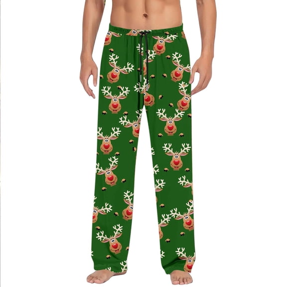 Adeawade Chritsmas Pants For Mens Xmas Pajamas Sleepwear Pants New Years Pj Bottoms Wide Leg Slacks Snowflake Graphic Casual Trousers Lightweight Home Wear Dark Green Xl