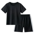 thumbnail image 1 of Adeawade Clothes For Boys Kids Baby Unisex Spring Summer Short Sleeve Sports Tshirt Shorts Handsome Outfits Daily Wear Black 4-5 Years, 1 of 4