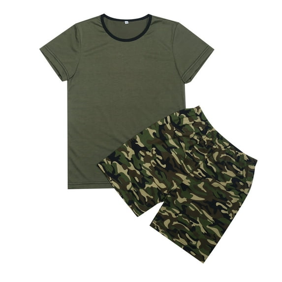 Adeawade Clothes For Boys T Shirts And Shorts Summer Short Set Graphic Camo Set Short Sleeve Camo Sportsuit Fashion Outfits Set Army Green 5-6 Years