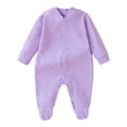thumbnail image 1 of Adeawade Cute Onesies For Boys 9-12 Months Round neck Long Sleeve Bodysuit Front Snap Closure Pajama For Full Outfit With Built In Mittens Lovely Baby Summer Wear Purple, 1 of 3