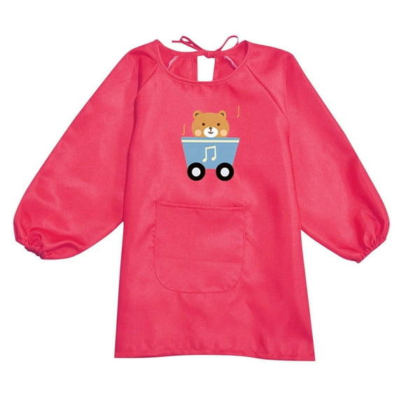 Adeawade Cute Tops For Girls 8-12 Years Short Sleeve Kid Solid Color Art Smock Apron With Pocket Artist Painting Aprons Smocks Round Neck Blouse Fashion Outfits Hot Pink