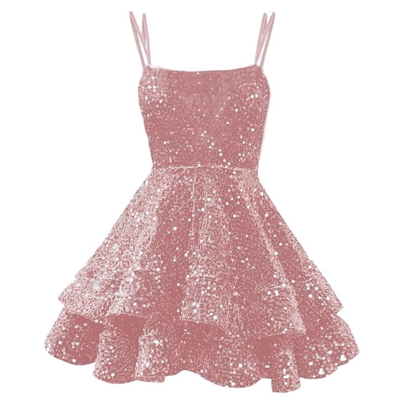 Adeawade Dresses For Women 2026 Elegant Classy Round Neck Sleeveless Party Dress Summer Strapless Sequingown Evening Events And Prom Night Stylish Commute And Outings Wear Light Pink S