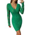 thumbnail image 1 of Adeawade Dresses For Women 2026 Elegant Classy V Neck Long Sleeve Lace Bodycon Party Dress Fall Winter Occasion Stylish Commute And Outings Wear Green 2Xl, 1 of 7