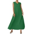 thumbnail image 1 of Adeawade Dresses For Women 2026 Elegant Classy V Neck Sleeveless Solid Color Flowy Dresses Ladies' Summer Side Slit Jumpsuit Long Skirt Soft Wear Green Xl, 1 of 5
