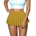thumbnail image 1 of Adeawade Fall Skirts For Women Solid Color Mini Pleated Skirt For A Line High Waist Flared Skirt With Zipper Stretch Short Skirts Simple Style Elegant Clothes Gold L, 1 of 4