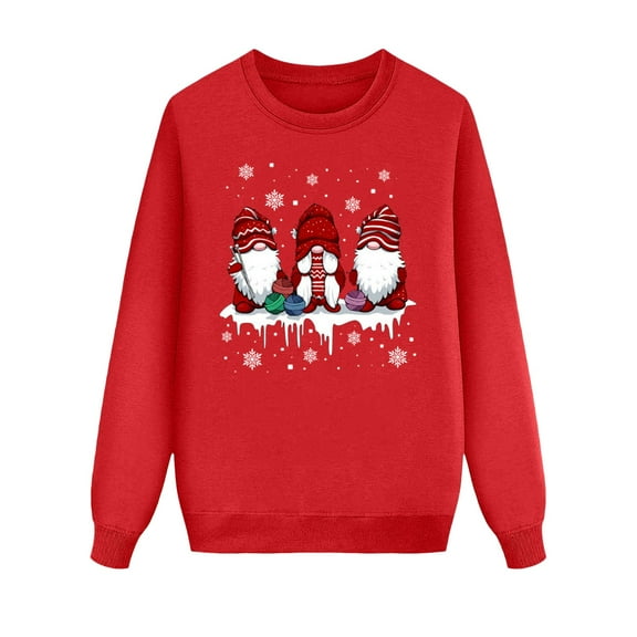 Adeawade Family Christmas Pajamas Womens Mom Crewneck Sweatshirts Long Sleeve Xmas Pullover Tops For Festival Party Basic Homewear Red Xl