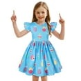 thumbnail image 1 of Adeawade Girl Sundress 5-6 Years O Neck Toddler Easter Flutter Sleeve Dresses Party Dresses For Kids Versatile Outfits Blue, 1 of 4