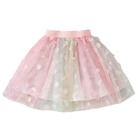 Adeawade Girl Sundress 5-6 Years Short Sleeve Toddler Kids Baby Dancing Skirt Colorful Gradient Mesh Ballet Tutu Skirts O Neck Leisure Clothes Red