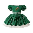 thumbnail image 1 of Adeawade Girls Christmas Dress Sleeveless Child Xmas Party Dance Kids Xmas Pageant Gown Girls Dress Crewneck Flower Dress Winter Lovely Basic Dress Dark Green 18-24 Months, 1 of 8