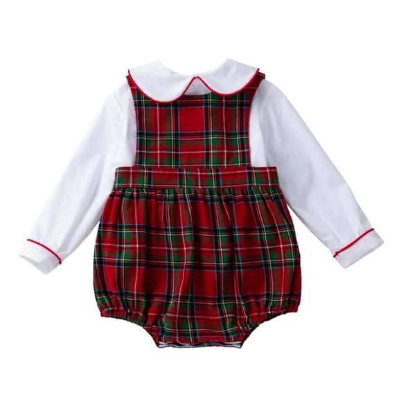 Adeawade Girls Christmas Outfits Infant Toddler Girls Long Sleeve Solid Color Shirt Sleeveless Plaid Romper 2Pc Children'S Suit Winter Lovely Basic Clothes Red 3-6 Months