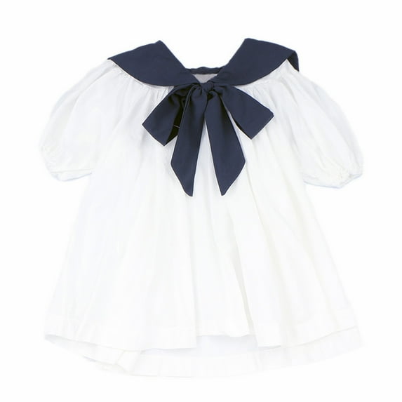 Adeawade Girls Dresses Summer Short Sleeve Dress Solid Color Crewneck Soft Playsuit Size 12-24 Months White