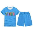 thumbnail image 1 of Adeawade Girls Easter Outfits 5-6 Years Kids Boys Girls Bunny Printed Short Sleeve T Shirt Top And Shorts Pants Set Outfit Pajama Set Round Neck Nightwear Trend Wear Sky Blue, 1 of 4