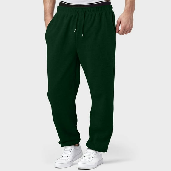 Adeawade Girls Fall sweatpants high waist slack straight leg jogger pants solid color casual trousers basic basic Dark Green 150