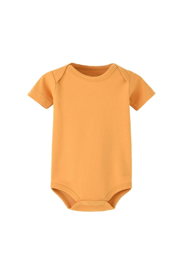 Girls Onesies 0-3 Months O neck Bodysuits Infants Solid Color Baby Jumpsuits Short Sleeve Rompers Newborn Wear Orange