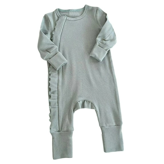 Adeawade Girls Onesies 3-6 Months O neck Baby Bodysuits Long Sleeve Romper Sleepwear Stretchy Ribbed For Toddler Daily Party Outfit Summer Wear Blue