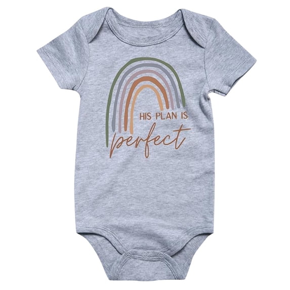 Adeawade Girls Onesies 9-12 Months Short Sleeve Bodysuits Boys Girls Crewneck Letter Prints Romper Simple Spring Baby Clothes Grey
