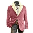 thumbnail image 1 of Adeawade Jacket For Men Christmas Velvet Coats Winter Warm Fuzzy V Neck Trim Elegant Festive Party Jacket Solid Color Tops With Button Xmas Retro Wear Light Pink L, 1 of 3