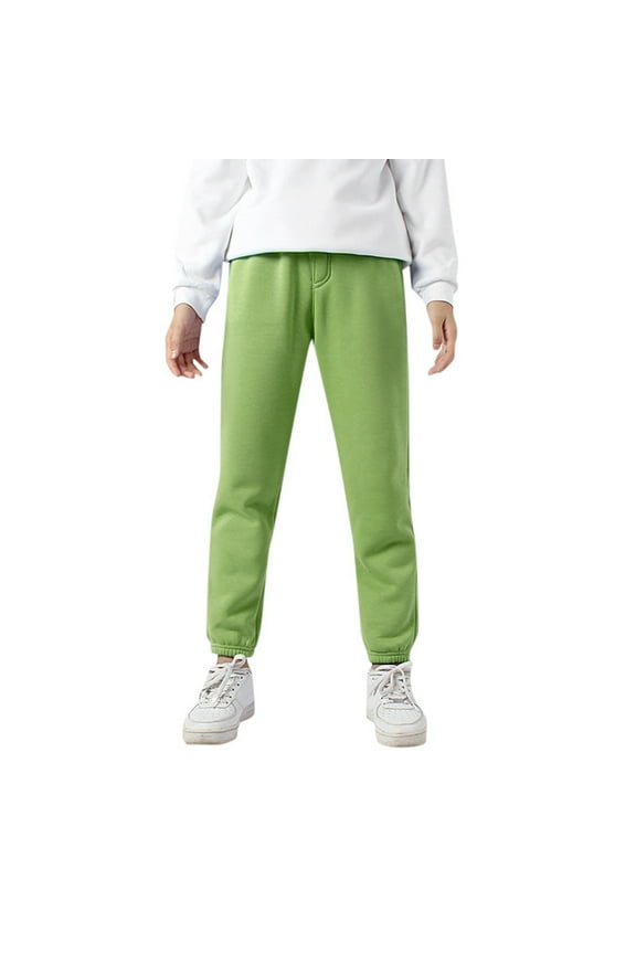 Kid Pants For Boys 5-6 Years Active Jogger Sweatpants With Pockets Kids Solid Color Pants Slim Leg Trousers casual Slacks Lightweight Daily Wear Green