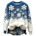thumbnail image 1 of Adeawade Ladies Sweaters Christmas Long Sleeve Xmas Festive Snowman Prints Knit Pullover Sweater Crewneck Holiday Turtleneck Tops Winter Warm Apparel Comfortable Clothes Blue L, 1 of 3