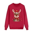 thumbnail image 1 of Adeawade Matching Christmas Pajamas For Family Kids Parent Child Christmas T Shirts Thick Crewneck Xmas Deer Head Bow Print Long Sleeve Tops Blouse For Kids Sweater Basic Homewear Red 6-7 Years, 1 of 3