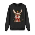 thumbnail image 1 of Adeawade Matching Christmas Pajamas For Family Men Family Matching Outfit Crewneck Long Sleeve Deer Print Hoodless Pullover Sweatshirt Blouse For Dad Basic Dailywear Black Xl, 1 of 3