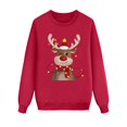 thumbnail image 1 of Adeawade Matching Christmas Pajamas For Family Men Family Matching Outfit Crewneck Long Sleeve Deer Print Hoodless Pullover Sweatshirt Blouse For Dad Lightweight Clothes Red Xl, 1 of 3