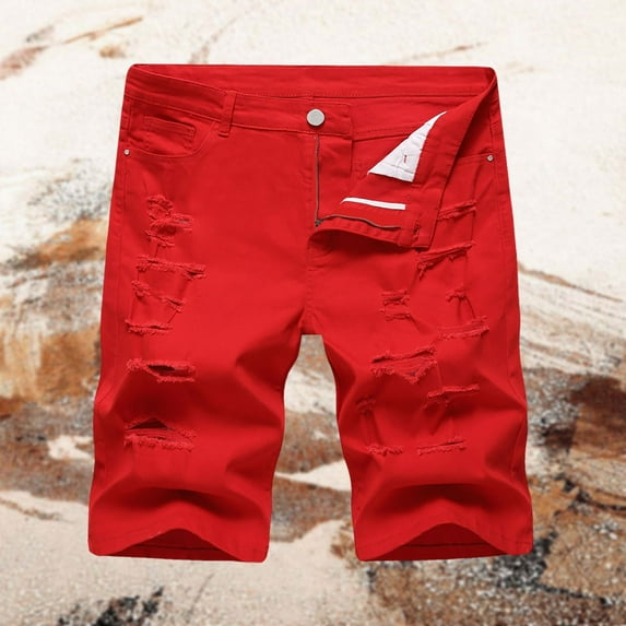 Adeawade Men Jeans Elastic Waist Jeans Relaxed Fit Baggy Shorts With ...