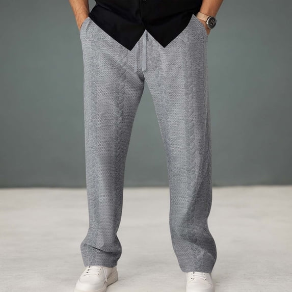 Adeawade Men Pant Slim Leg Sweatpants Autumn Outdoor Loose Fit Solid Color Drawstring Jogger Trousers Soft Slacks 3Xl Grey