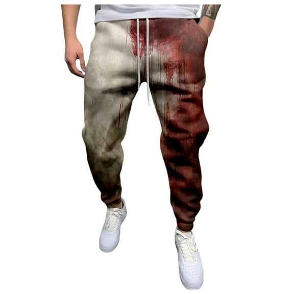 Adeawade Men Pants Halloween Festival Jogger Bottoms Hallowmas Sweatpants Sport Pants Wide Leg Slackspumpkin Skeleton Pattern Casual Trousers Lightweight Outdoor Sportwear Pink S
