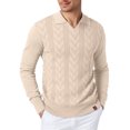 thumbnail image 1 of Adeawade Men'S Sweaters O Neck Jacquard Collar Pullover Knit Sweater Coatable Warm Textured Long Sleeve Fall Winter Season Outdoor Indoor Use Shirt Basic Clothes Beige 2Xl, 1 of 9