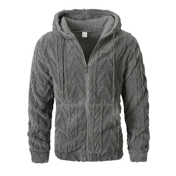 Adeawade Men'S Sweaters Round Neck Sweater Coat Hooded Fuzzy Lined Long Sleeve Cardigan Jacket Winter Outwear Streetwear Pullover Tops Shirt Basic Clothes Dark Gray M