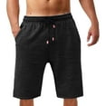 thumbnail image 1 of Adeawade Men Summer Elastic Waist Slacks Shorts Breathable Comfortable Loose Fit Athletic Pants Basic Trousers 2Xl Black, 1 of 4