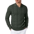 thumbnail image 1 of Adeawade Men Sweaters O Neck Jacquard Collar Pullover Knit Sweater Coatable Warm Textured Long Sleeve Fall Winter Season Outdoor Indoor Use Shirt Comfortable Clothes Army Green L, 1 of 9