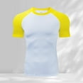 thumbnail image 1 of Adeawade Men T Shirts Round Neck Tight Fitting Training Sports Fitness Running Sweat Wicking Quick Drying Short Sleeved T Shirt Top Basic Wear Light Yellow L, 1 of 3