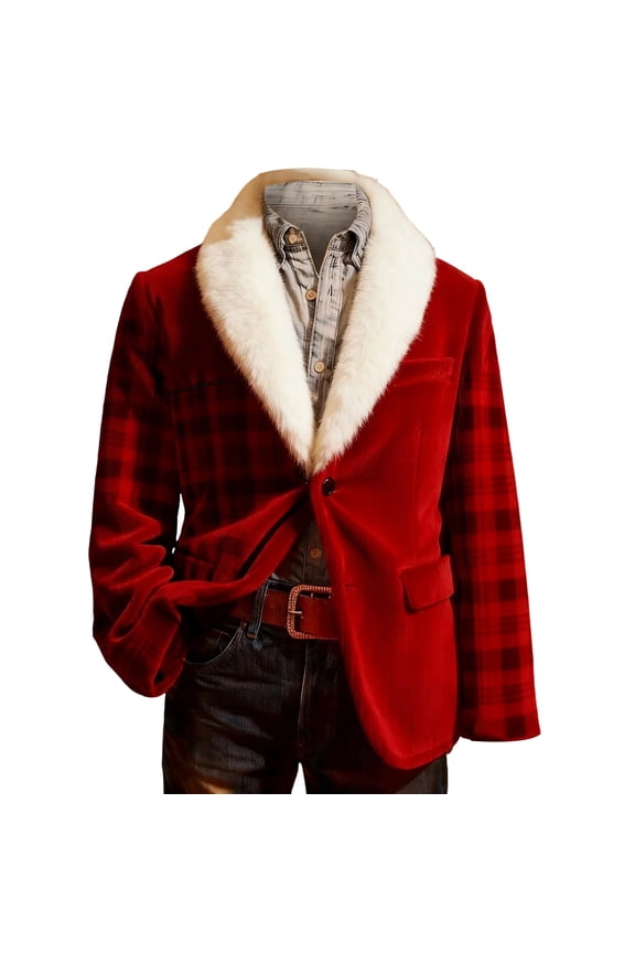 Mens Christmas Blazers Coat Long Sleeve Crew Neck Cartoon Prints Jacket Arrival Jacket Business Notch Lapel Elegant Formal Coat For Holiday Parties And Wear Coat Leisure Winter Wear Red 4Xl