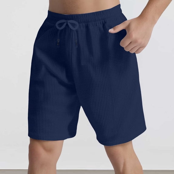 Adeawade Mens Spring And Summer Elastic Waist Drawstring Short With Hidden Pocket Solid Color Sweatpants Casual Trousers S Blue