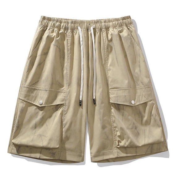 Adeawade Mens Summer Lightweight Utility Cargo Shorts Comfortable Pocket Style Elastic Waist Drawstring Shorts Trend Wear Xl Brown
