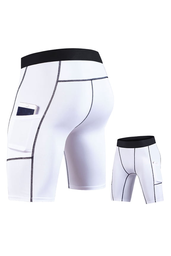Mens Summer Sports Fitness Quick Drying Training Tight Pocket Athletic Shorts Pants Retro Clothes S White