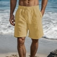 thumbnail image 1 of Adeawade Mens Summer Straight Solid Color Cargo Shorts Elastic Waist Drawstring Work Shorts With Pockets Casual Wear Xl Brown, 1 of 4