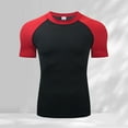 thumbnail image 1 of Adeawade Mens T Shirts Round Neck Tight Fitting Training Sports Fitness Running Sweat Wicking Quick Drying Short Sleeved T Shirt Top Handsomen Wear Red 2Xl, 1 of 3