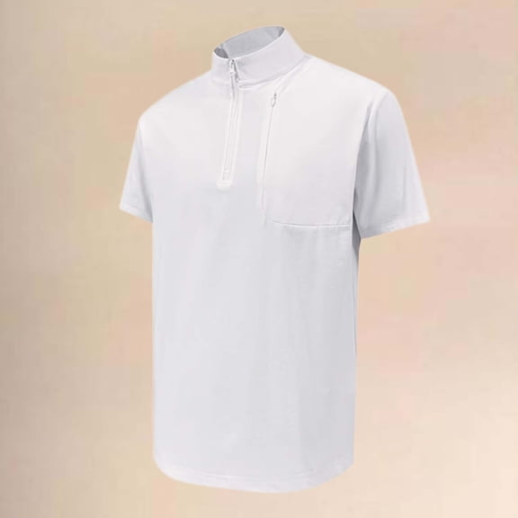 Adeawade Mens T Shirts Spring And Summer Button Doen Short Sleeved T Shirt For Running Fitness And Outdoor Activities Lapel Blouse Tops Soft Tee L White