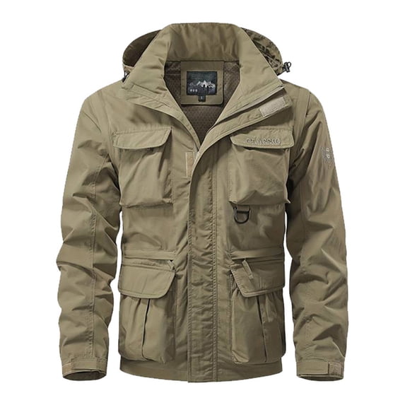 Adeawade Mens Winter Jacket Long Sleeves Outerwear With Removable Hood ...