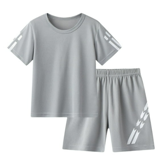 Adeawade Outfits For Boys Kids Toddler Baby Unisex Spring Summer Short Sleeve Sports Tshirt Shorts Cute Boy'S Clothing Set Grey 5-6 Years