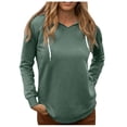 thumbnail image 1 of Adeawade Oversized Sweatshirt For Women Solid Color V Neck Hooded Long Sleeved Pullover Blouse Green Xl Relax Fit Outfits, 1 of 5