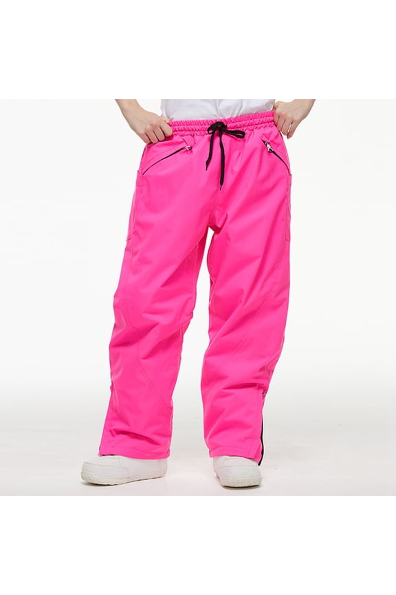Pants For Men Wide Leg Pants For Skiing Winter Outdoor Warm Insulated Loose Fit Windproof Trousers Mid Waist Jogger Trousers Comfortable Slacks L Hot Pink