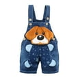 thumbnail image 1 of Adeawade Rompers For Boys 6-12 Months Sleeveless Denim Suspender Jeans Cartoon Printrs Overalls Jean Summer Crewneck Bodysuit Classic Onesie Dark Blue, 1 of 3