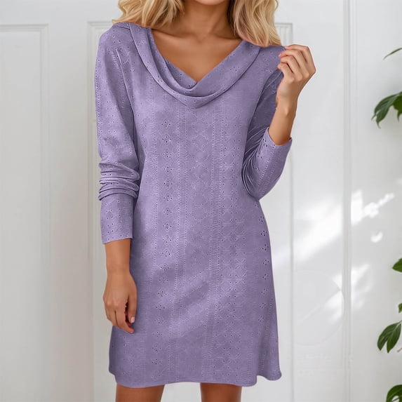 Adeawade Spring Dresses For Women Solid Color Dress With Ruffled Collar ...