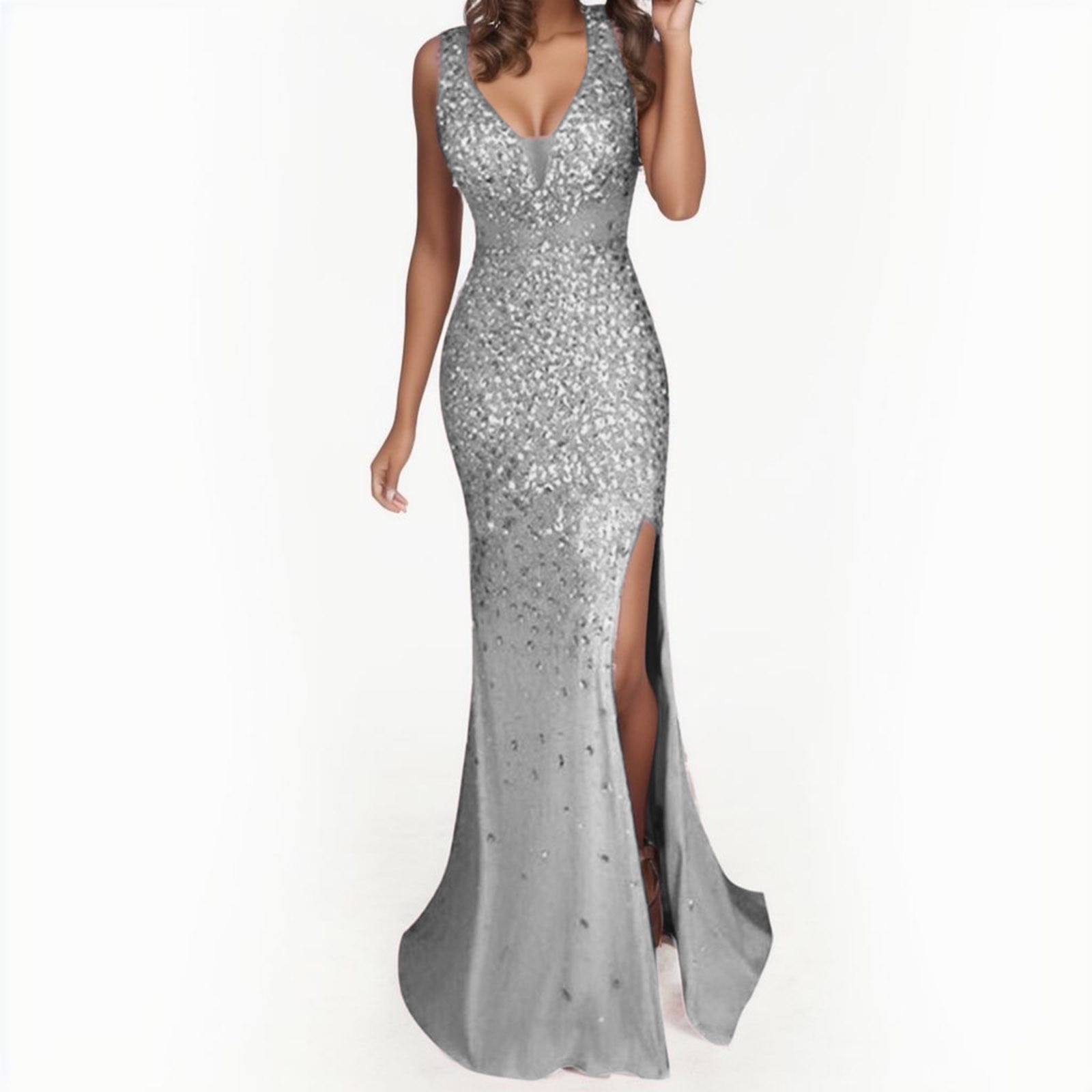 Adeawade Summer Dresses For Women Sleeveless Long Gold Party Dress Ball ...