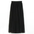 thumbnail image 1 of Adeawade Summer Skirts For Womens High Waist Flowy Midi Length Solid Color Calf Length Ruffle Layered Chiffon Skirt Basic Wear Black S, 1 of 7