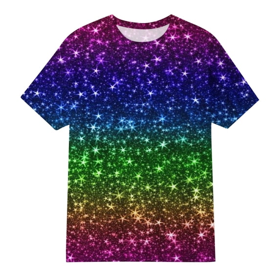 Adeawade Summer Tops For Boys Short Sleeve O Neck Tee Sequin Weekend T Shirts Retro Clothing 2-3 Years Multicolour